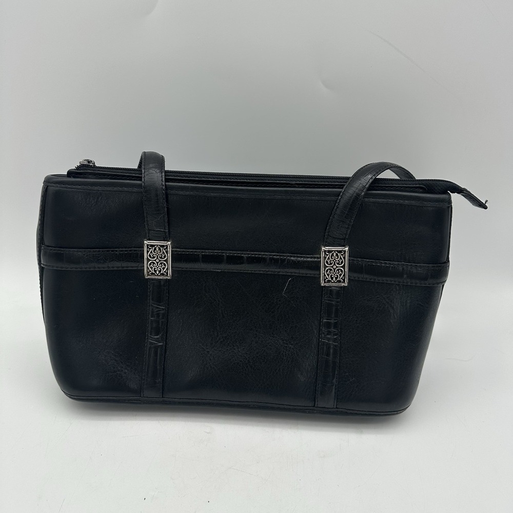 Vintage Brighton Ashbury Small Shopper Handbag Black Leather #A445597  Sz-12"x7"